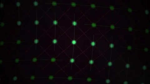 Green Grid Digital Network Background Showing Glowing Data Nodes in Motion Stock Footage 343718157