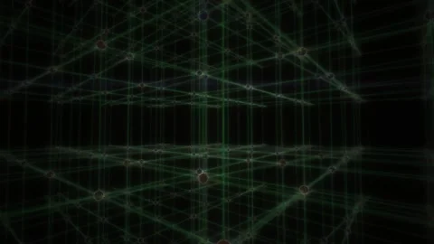 Green Grid Digital Network Virtual Matrix Perspective Motion Background Stock Footage 343718584