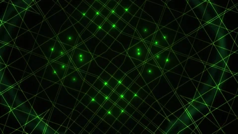 Green grid with glowing dots on black background. Stock Footage 335527672