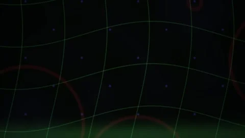 Green Grid with Glowing Dots Moving Dynamically on a Dark Tech Background Stock Footage 343719251