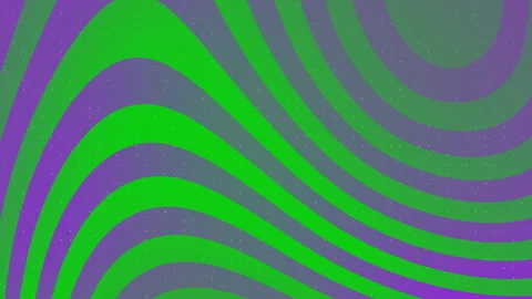 Green grid lines accentuate the vibrant purple and white striped background. 스톡 동영상 303410975