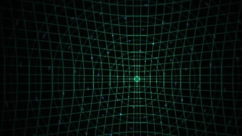 Green grid lines on black background with digital patterns. Stock Footage 335961249