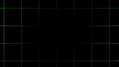 Green grid lines on black background for digital design. Abstract neon wireframe Stock Illustration
