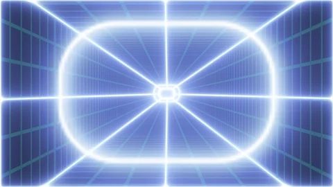 Green Grid Looped Computer Tunnel With Neon Glowing Elements Moving Inside Stock Footage 119837289