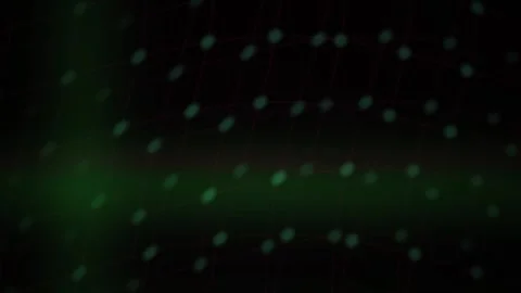 Green Grid Network with Glowing Dots on Dark Technology Background Stock Footage 343718753