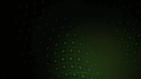 Green Grid Pattern with Glowing Dots Moving on Dark Background Stock Footage 343718887