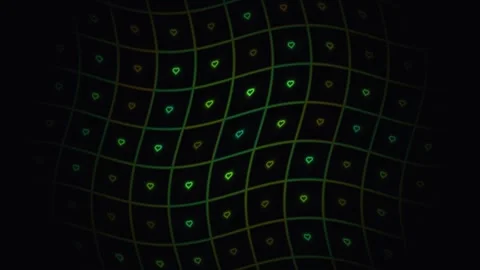 Green grid pattern with small hearts on dark background Stock Footage 338289166