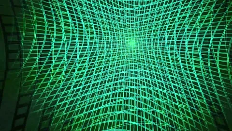 Green grid patterns and neon lights technology background. Stock Footage 335961414