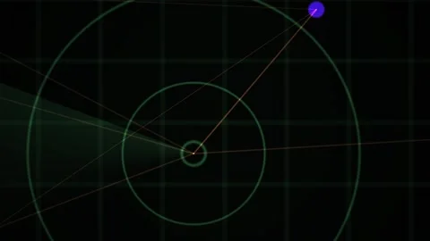 Green grid radar screen interface technology. Stock Footage 334885154