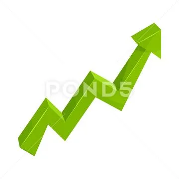 Green growth arrow chart icon, cartoon style ~ Clip Art #93384903