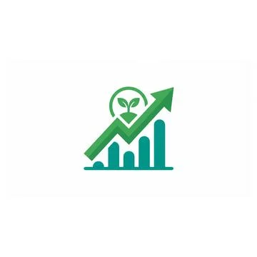 Green growth bar chart icon with a small sprout symbol Stock Illustration