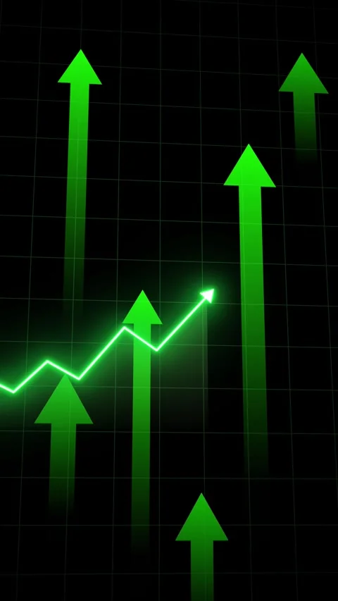 Green Growth Chart with Multiple Upward Arrows and Rising Trend Animation Stock Footage 343694509