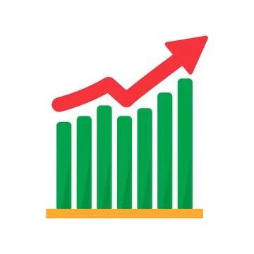 Green growth chart with red arrow flat illustration イラスト素材