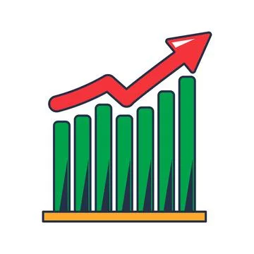 Green growth chart with red arrow flat illustration 스톡 일러스트