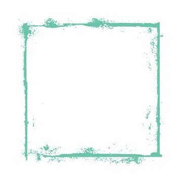 Green grunge frame, vector messy paintbrush strokes square border scratched Stock Illustration