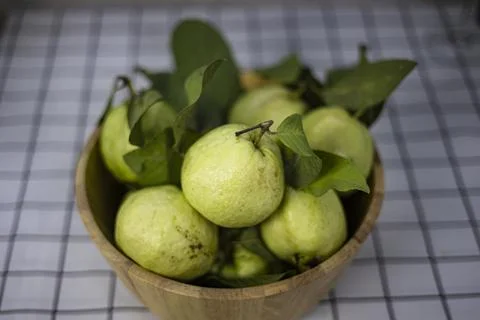 Green Guava On The Table Stock Photos