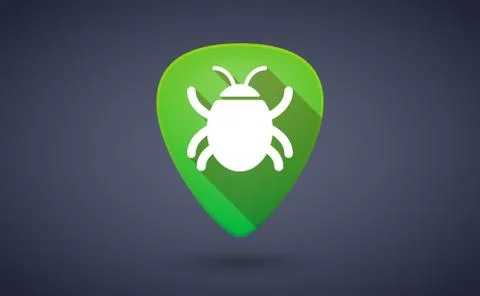 Green guitar pick icon with a bug 库存插图