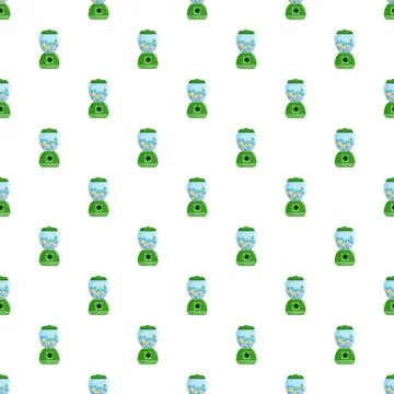 Green gumball machine seamless pattern for childhood candy shop Stock Illustration