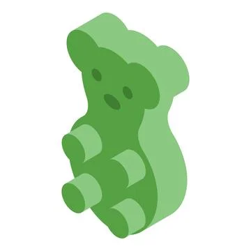 Green gummy bear candy sitting down isometric view イラスト素材
