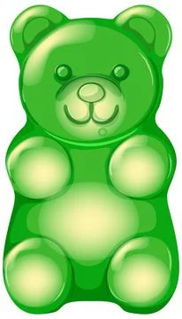 Green Gummy Bear Candy Vector Illustration on White Background Stock Illustration