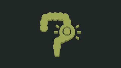 Green Gut constipation icon isolated on black background. Bowel problems. 4K Stock Footage 235516308