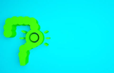 Green Gut constipation icon isolated on blue background. Bowel problems. Mini Illustrazione stock