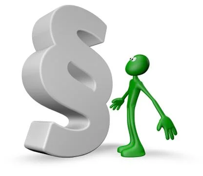 Green guy with paragraph symbol - 3d illustration Stock-Illustration