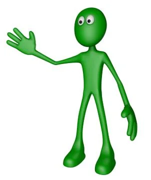 Green guy shows something - 3d illustration Stock Illustration