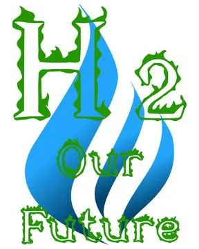 Green H2 Our Future, Over A Blue Hydrogen Flame. White Background イラスト素材