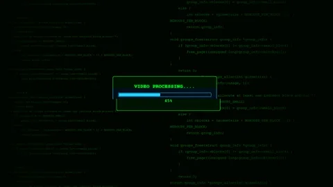 Green Hacker Code Screen Video Rendering Progress Loading Animation. Stock Footage 347137940