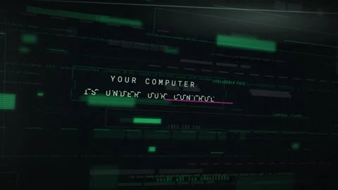 Green hacker message appears with glitch effect, Your Computer Is Under Our 스톡 동영상 347360936