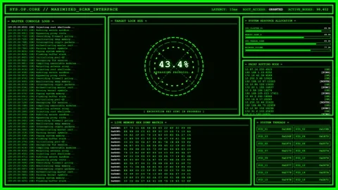 Green Hacker Terminal Root Access System Scan Interface. Видео 346739719