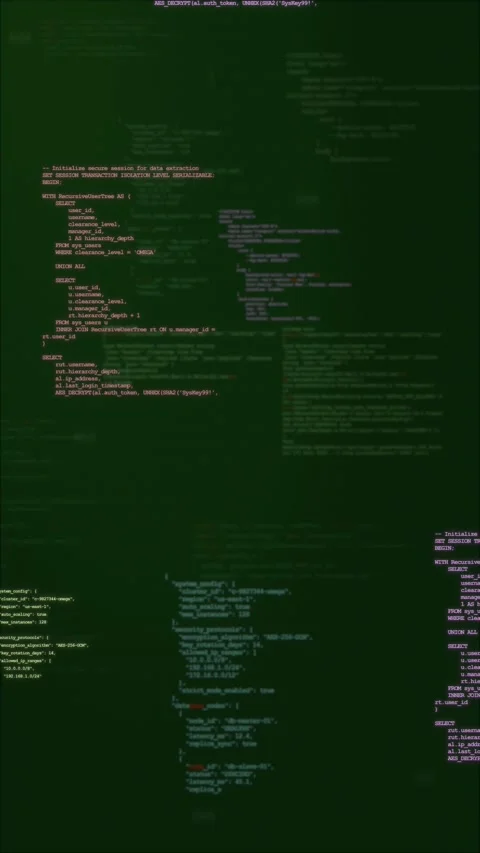 Green Hacker Terminal Screen with Scrolling Code Stock Footage 345766875