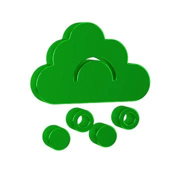 Green Hail cloud icon isolated on transparent background. Stock Illustration