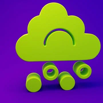 Green Hail cloud icon isolated on purple-blue background. Minimalism concep.. Illustrazione stock