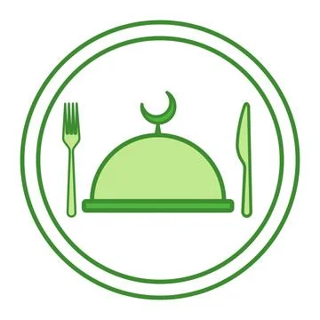 Green Halal Icon. Vector Icon. Approved Muslim Food. Label for Food Packaging Stock Illustration
