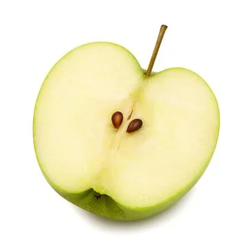 Green half apple isolated on white background. Creative healthy food concep.. Stock Photos