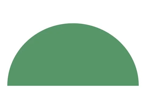 Green Half-Circle Shape on White Background Simplicity and Minimalism in Desi Stock Illustration