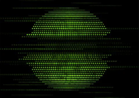 Green halftone dotted circle with glitch effect abstract grunge background Stock Illustration