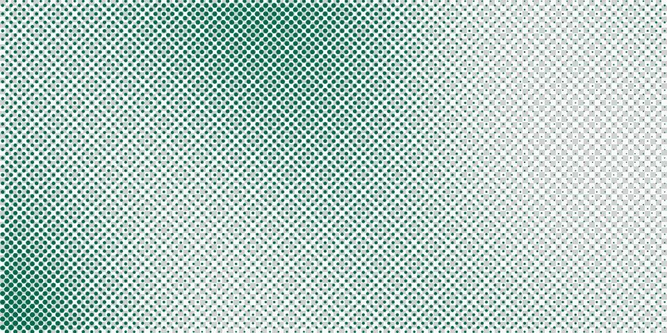Green halftone gradient pattern with circular dots on a white background Stock Illustration