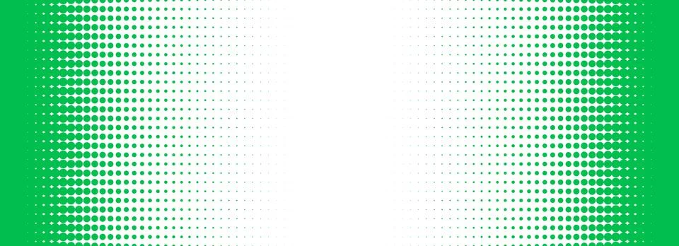 Green halftone gradient texture. Vanishing cartoon polka dot background. Dotted Illustrazione stock
