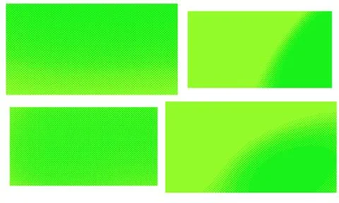 Green halftone vector pop art retro comic dotted backgrounds set with halfton Illustrazione stock