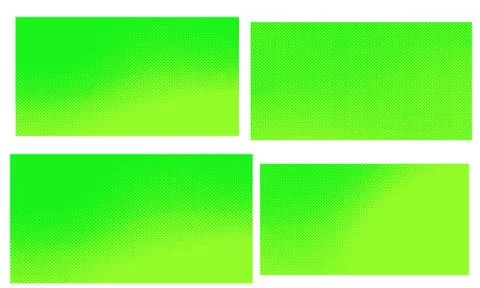 Green halftone vector pop art retro comic dotted backgrounds set with halfton Stock Illustration