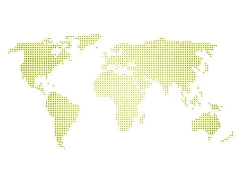 Green halftone world map of small dots in linear arrangement. Simple flat vector 스톡 일러스트