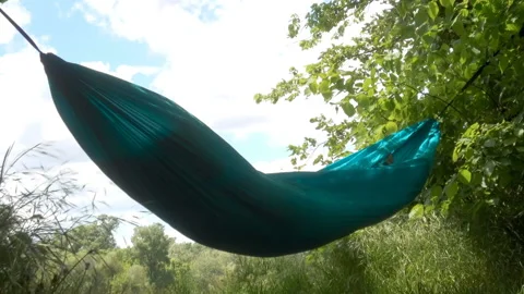Green hammock in a summer park. Stock Footage 168645766