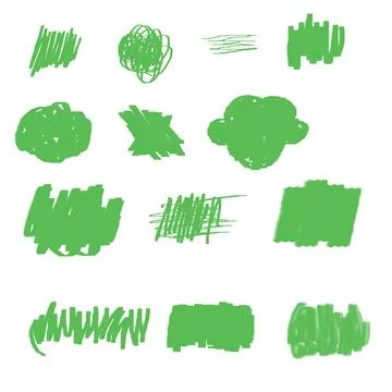 Green Hand-Drawn Abstract Scribble and Doodle Texture Vector Collection. Stock Illustration