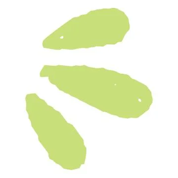 Green hand drawn crayon three smear, leaf or petal shape, vector doodle rounded Stock Illustration