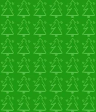 Green Hand Drawn Tree Doodle Pattern Stock Illustration