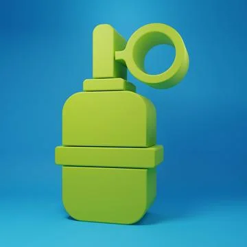 Green Hand grenade icon isolated on blue background. Bomb explosion. Minima.. Stock Illustration