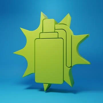 Green Hand grenade icon isolated on blue background. Bomb explosion. Minima.. Stock Illustration